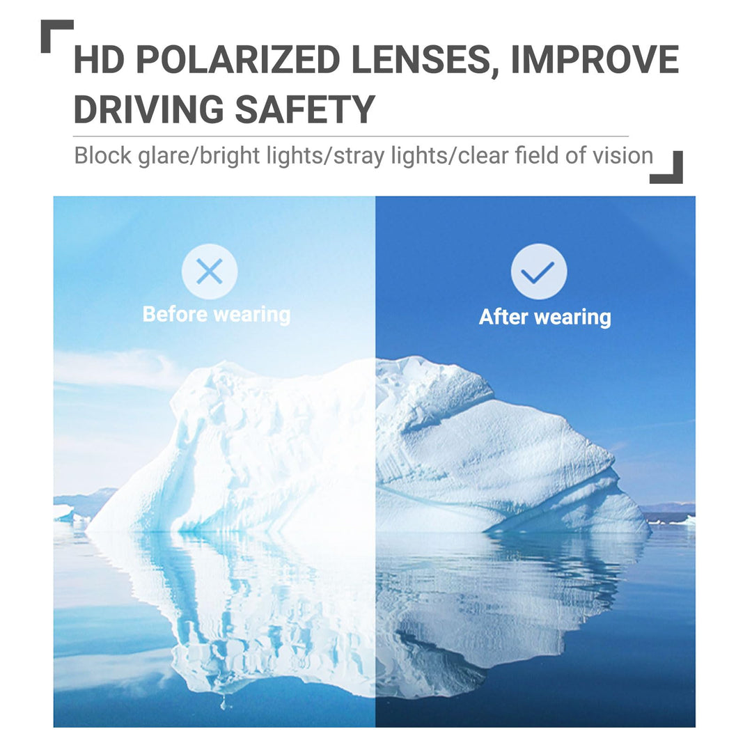 Polarized Clip on Sunglasses for Prescription/Myopia Eyeglasses Outdoor/Driving (Black-upgrade flip)