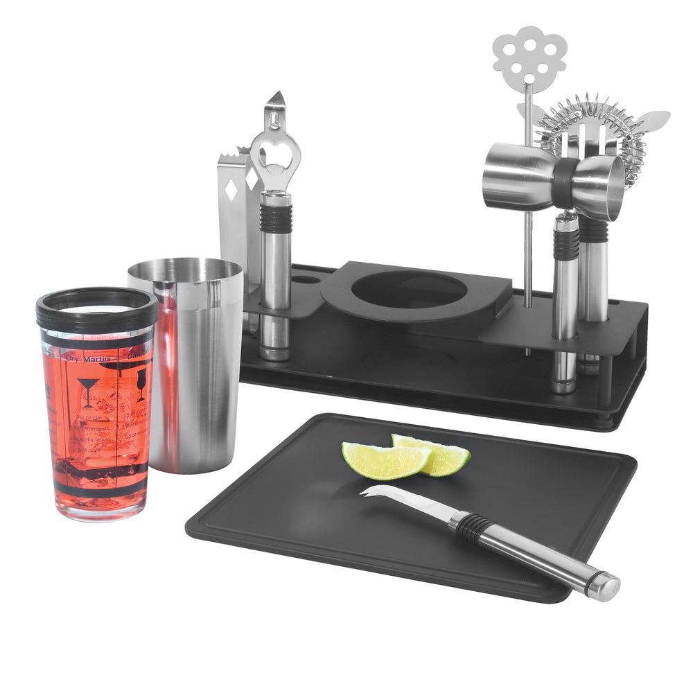 Pro Stainless-Steel 10-Piece Cocktail Shaker and Bar Tool Set