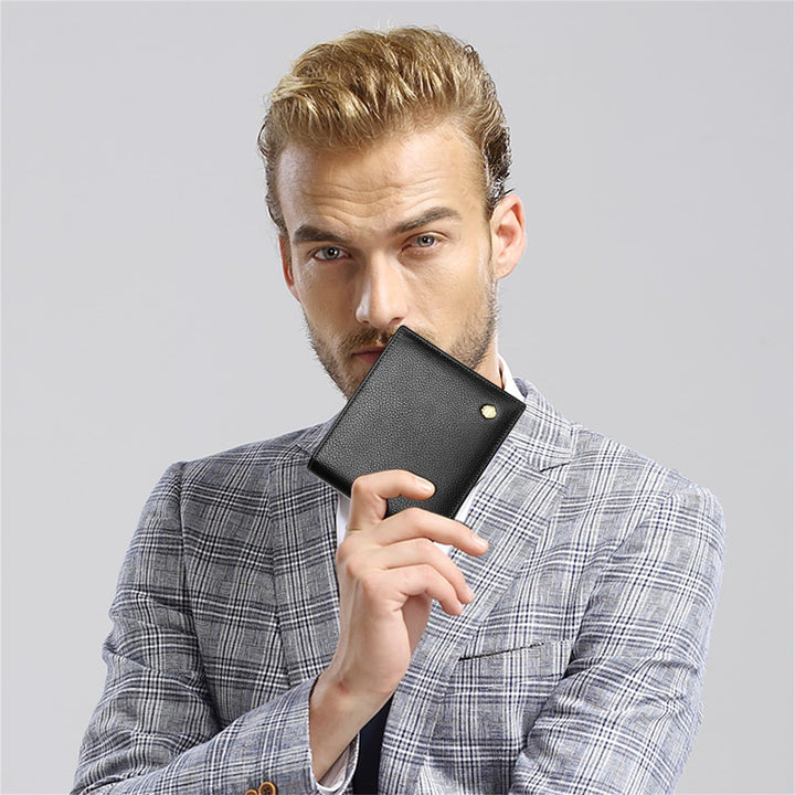 Men&#39;s Wallets, Genuine Leather Mens Bifold Wallets with Zipper Coin Pocket Casual Men Purse Slim Short Wallet Gift for Father day, Black, One_Size, Casual &amp; Business &amp; Leisure Wallet