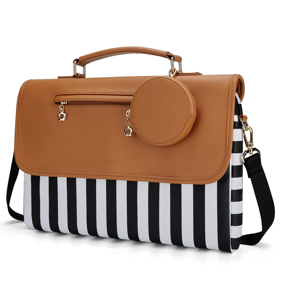 Laptop Bag for 13-15 inch Notebook Compatible with MacBook Air/Pro M1 M2, Leather Slim Laptop Case Briefcase Computer Protective Sleeve