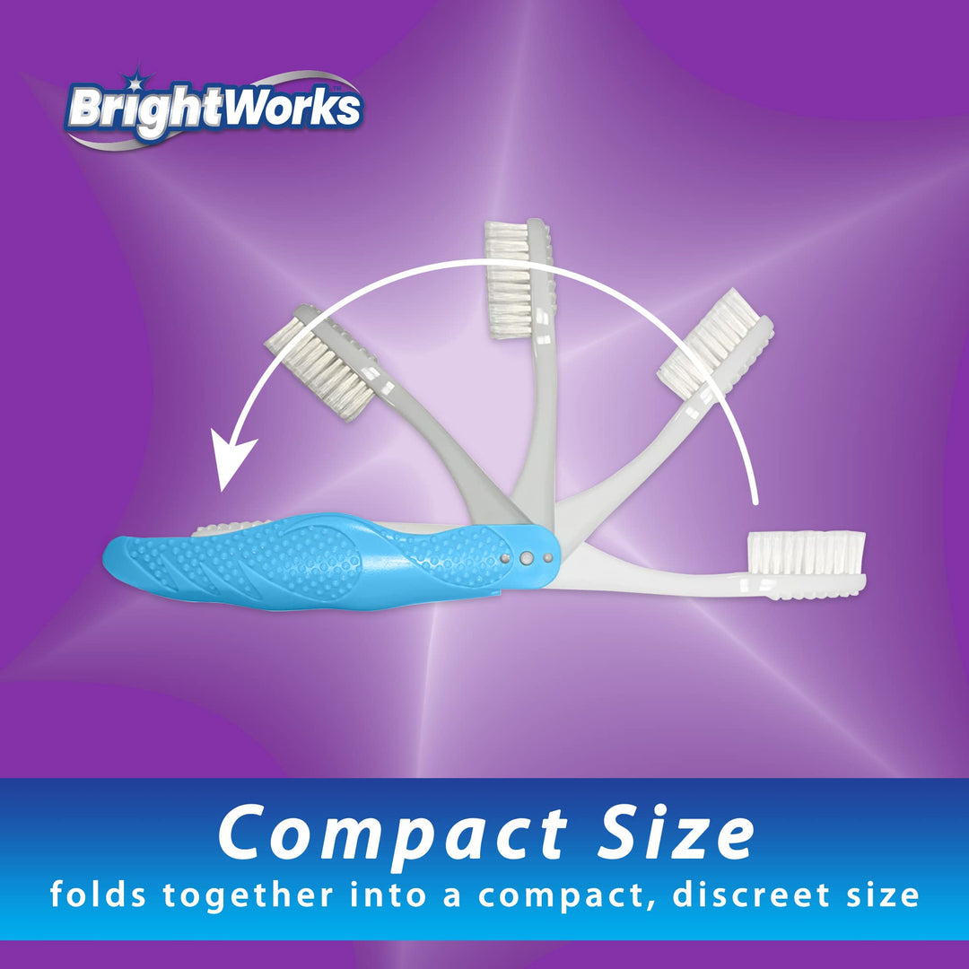 BrightWorks Folding Travel Toothbrush, Soft Bristles, 2