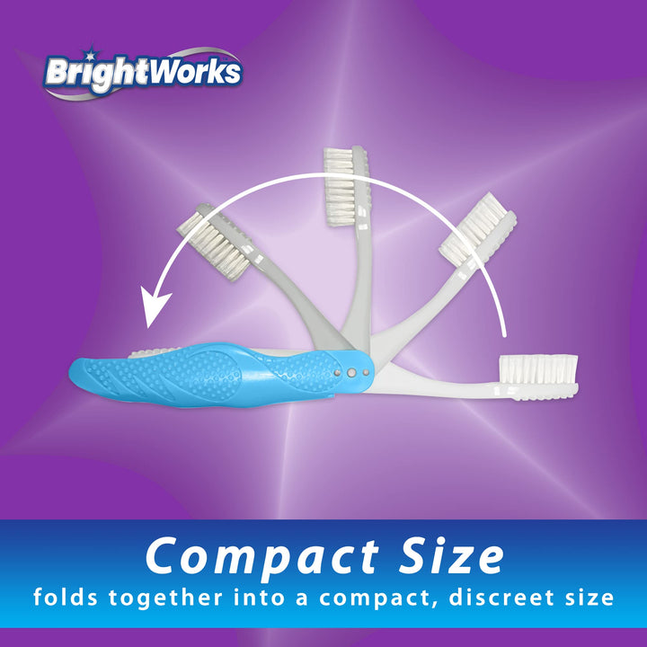 BrightWorks Folding Travel Toothbrush, Soft Bristles, 2