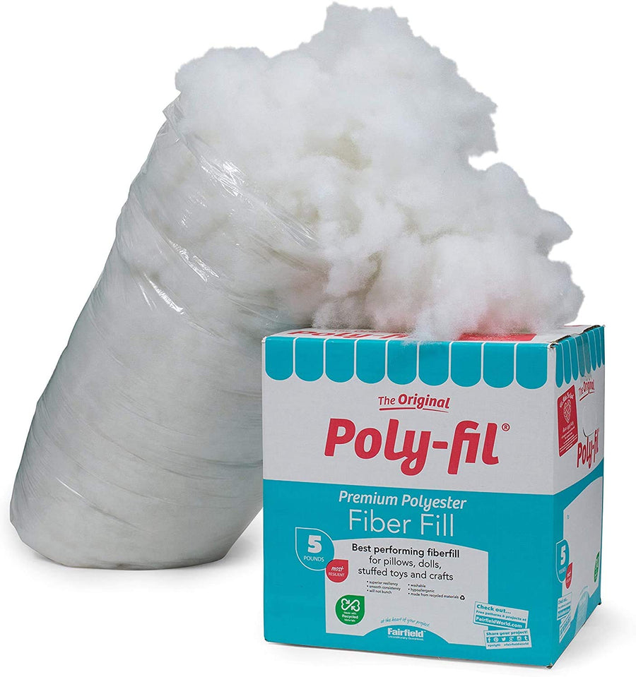 The Original Poly-Fil, Premium Polyester Fiber Fill, Soft Pillow Stuffing, Stuffing for Stuffed Animals, Toys, Cloud Decorations, and More, Machine-Washable Poly-Fil Fiber Fill, 5 lbs. Box