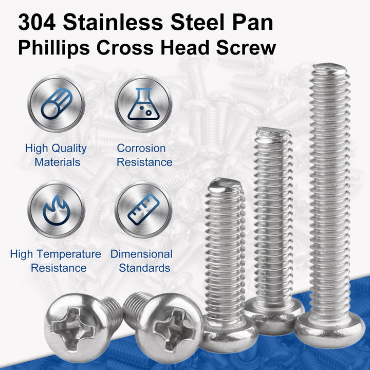 MroMax 60Pcs M2.5 x 3mm Pan Head Phillips Machine Screw
