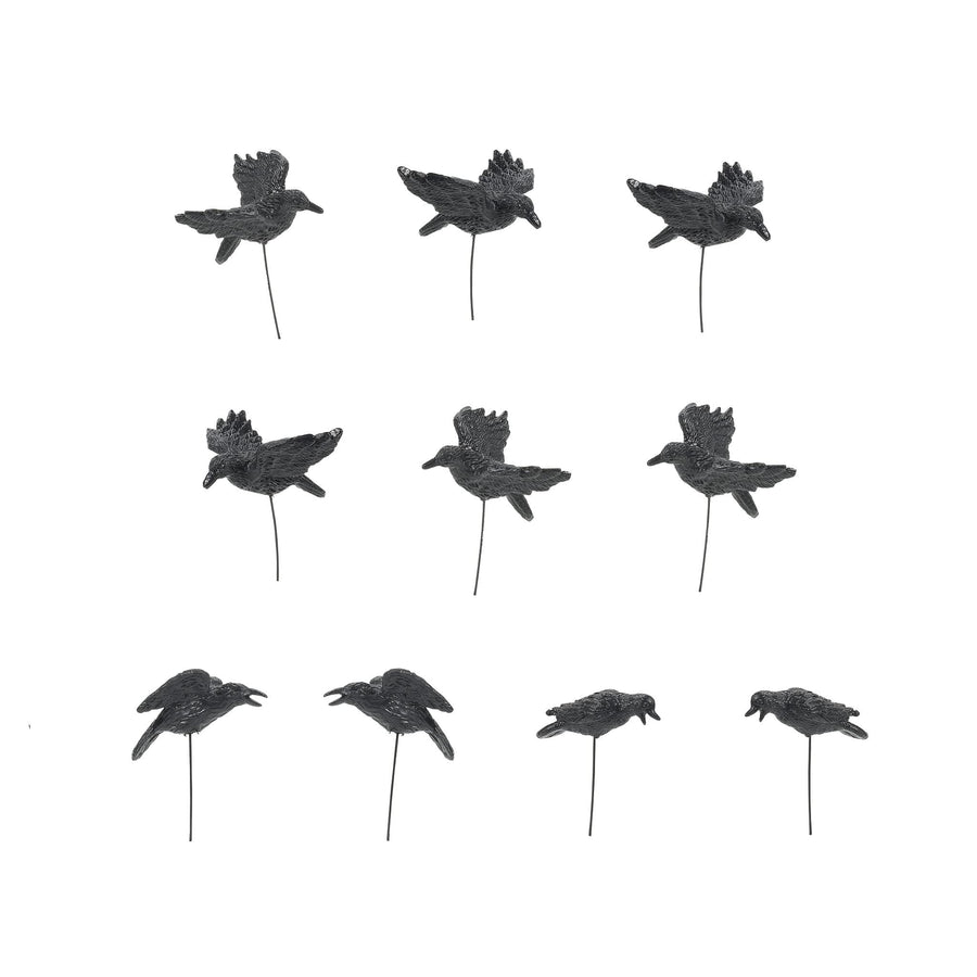Village Halloween Accessories Crows Figurine Set, 1.65 Inch, Black
