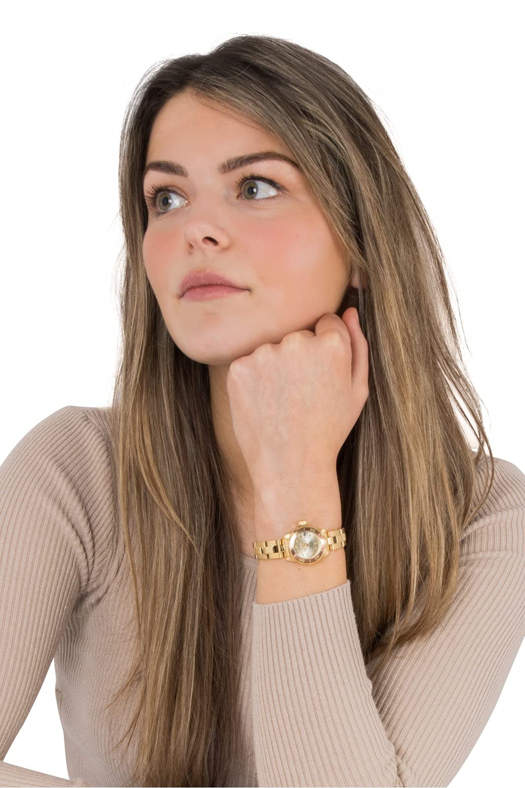 Women&#39;s 12527 Pro-Diver 18k Gold Ion-Plated Stainless Steel and Champagne Dial Bracelet Watch
