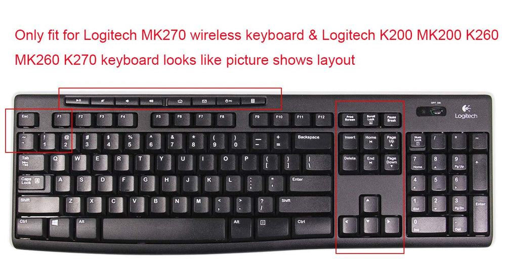 Ultra Thin Desktop PC Silicone Clear Keyboard Cover Skin Protector Compatible for Logitech MK270 Wireless Keyboard & Logitech K200 K260 K270 MK200 MK260 Keyboard (NOT for Other Desktop Keyboards)