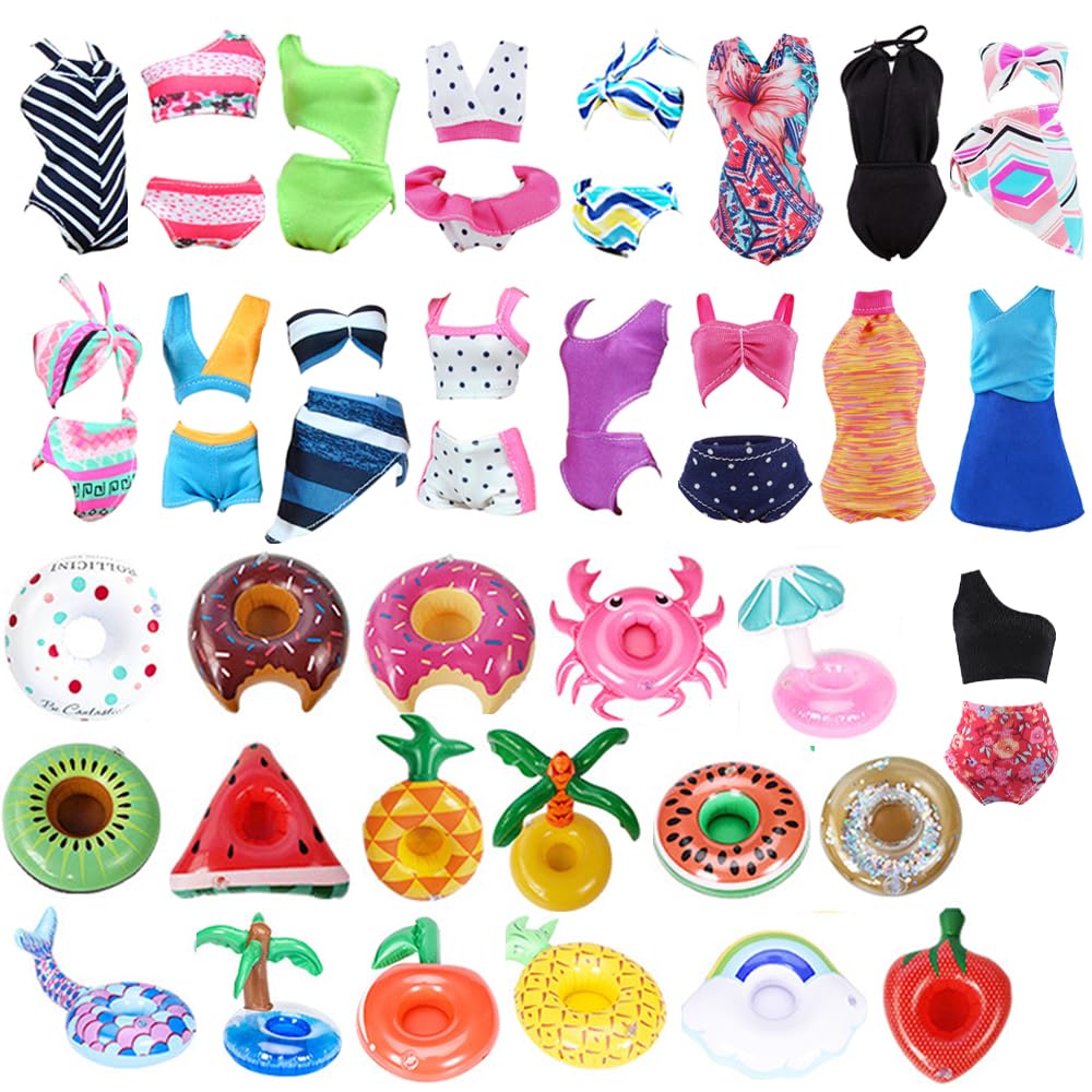 E-TING 11 Items= 3Pcs Doll Beach Bikini Swimsuit + 3Pcs