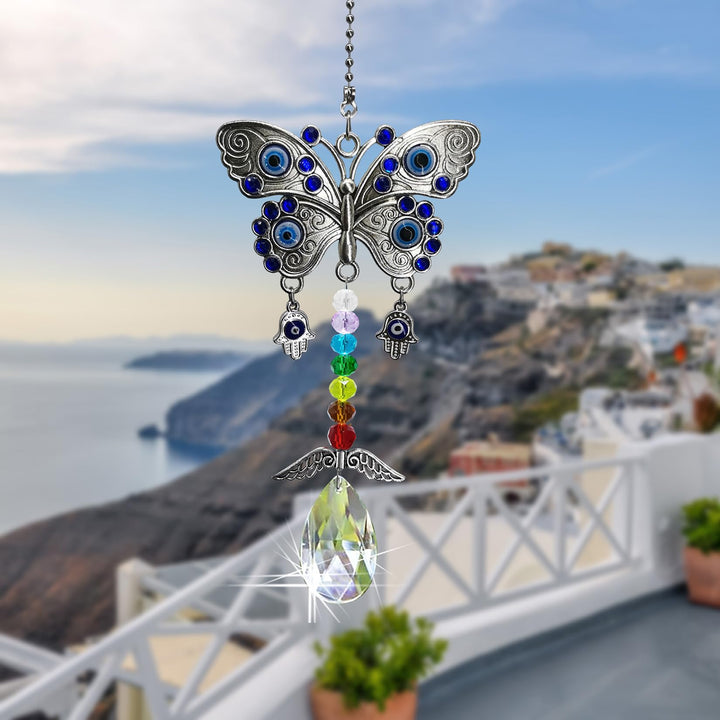 Hanging Car Charm for Rear View Mirror,Blue Evil Eye Bu