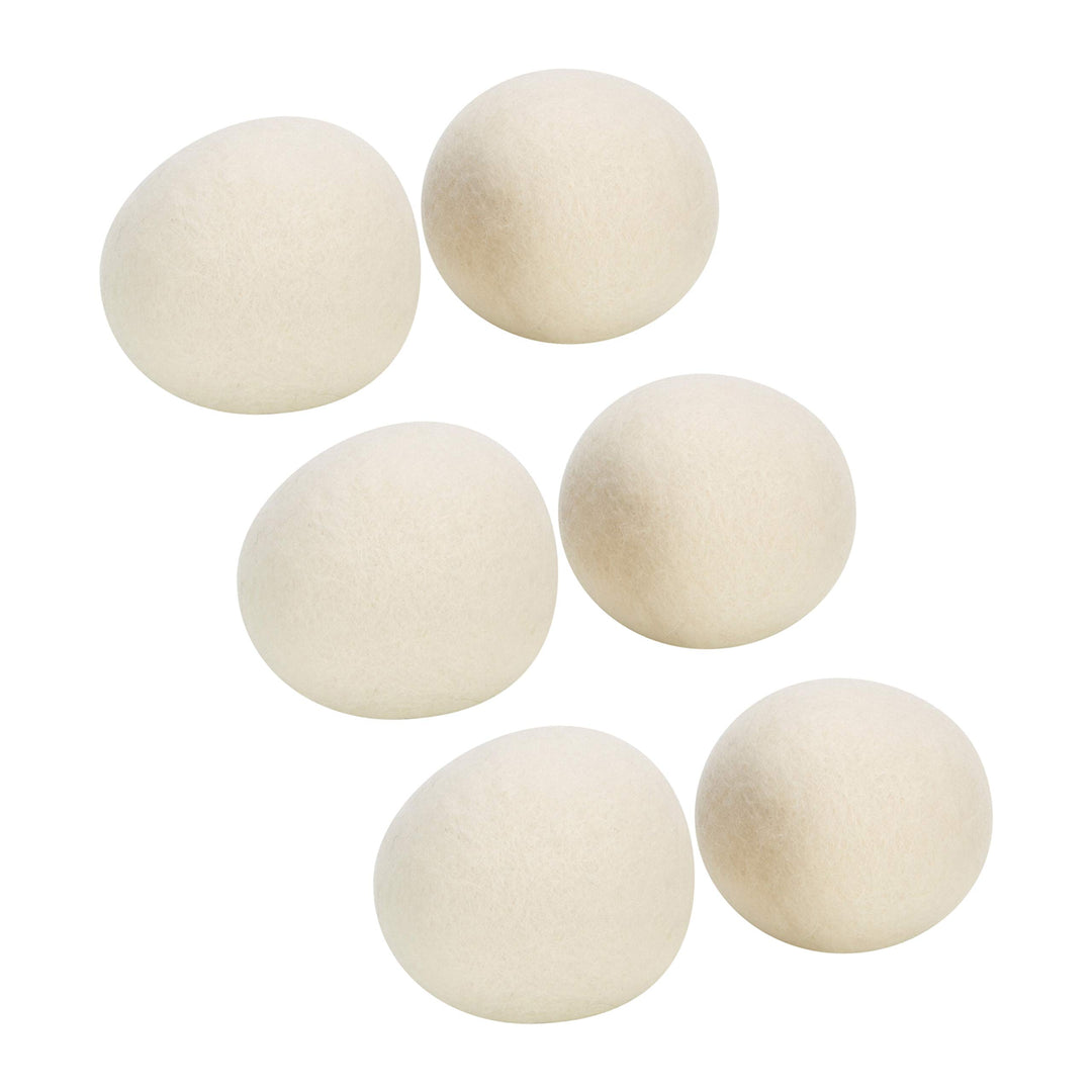 WOOLITE Reusable Wool Laundry Dryer Balls, Cuts Drying Time in Half, Natural Fabric Softener, Reduces Clothing Wrinkles, Eco-Friendly, Money Saver, 6 Pack