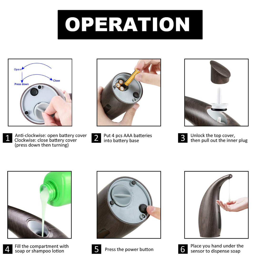 Automatic Soap Dispenser 300ml, Automatic Soap Dispenser Touchless, Auto Dish Soap Dispenser with Infrared Motion Sensor, Waterproof Hands Free Liquid Soap Dispenser for Kitchen Bathroom