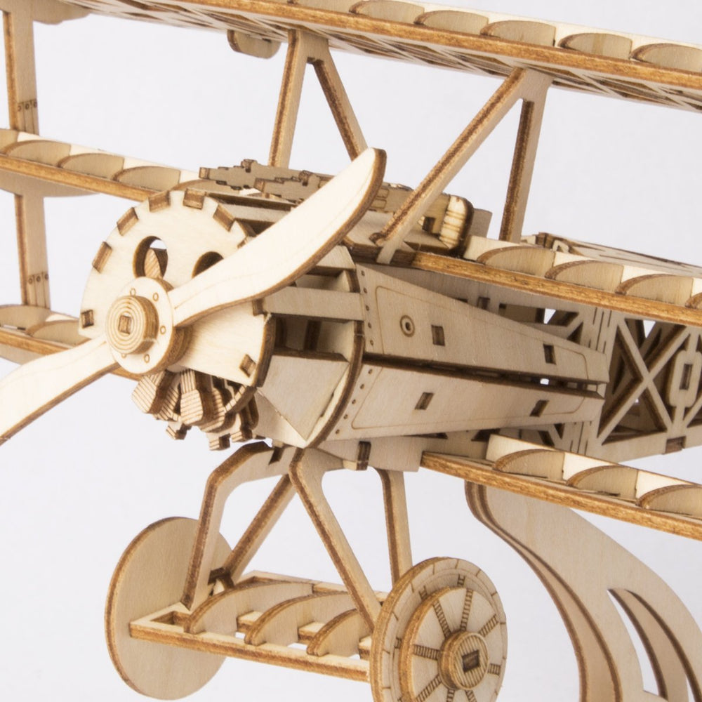 Build Your Own 3D Wooden Assembly Puzzle Wood Craft Kit Bi-Plane Model,Gifts for Kids and Adults