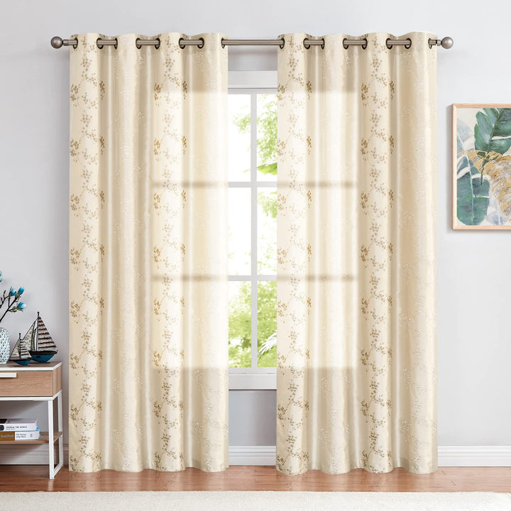 jinchan Floral Curtains Embroidered Curtains for Living