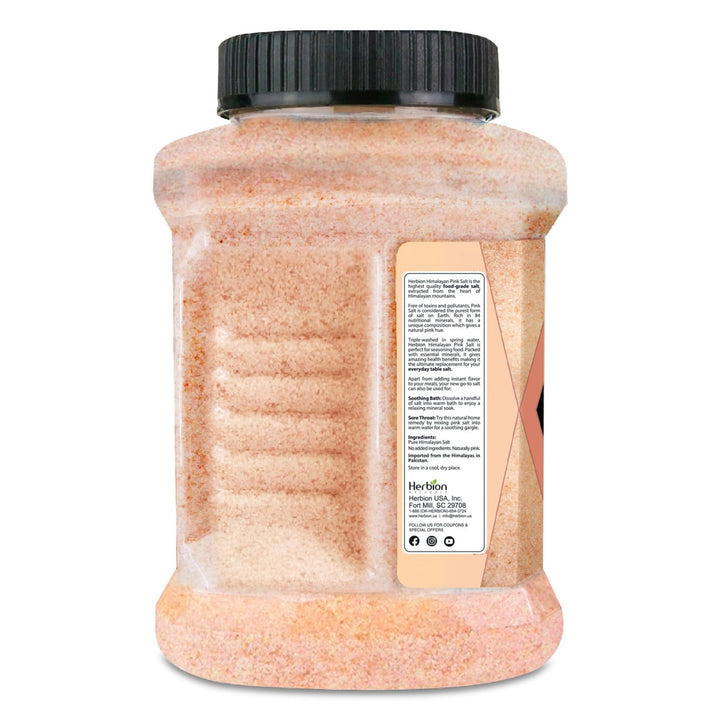 Herbion Naturals Himalayan Pink Salt Jar Fine Grain, GMO Free, Supreme Quality Chemical Free, Vegan, Kosher Certified, Fine Grain All-Natural Salt, Triple-Washed in Spring Water, 5 lbs