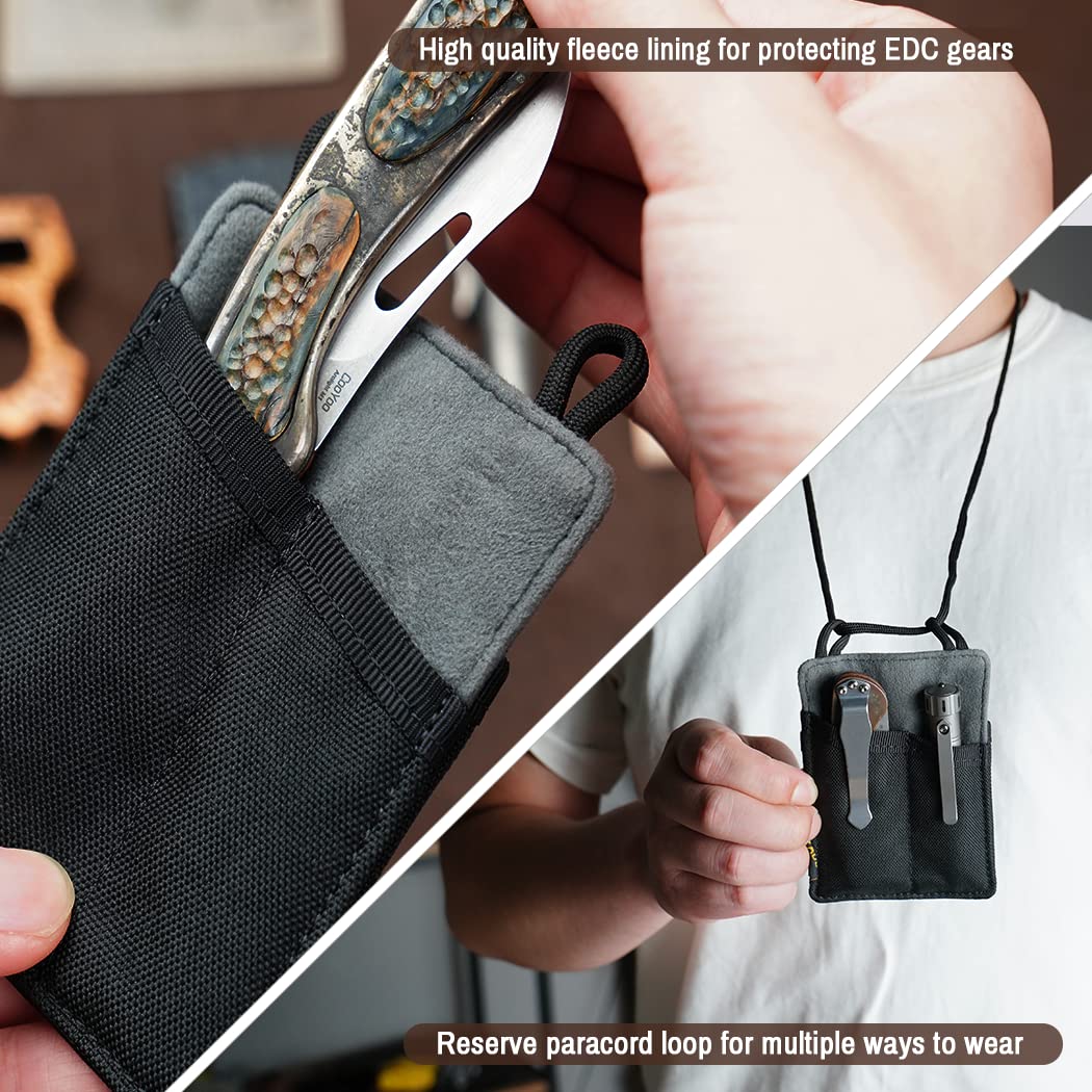 VE8 Tool Pouch, Slim EDC Organizer, Nylon EDC Pouch with 3 Tool Storage Pocket, Men Pocket Organizer for Daily Carry (Small-Black)