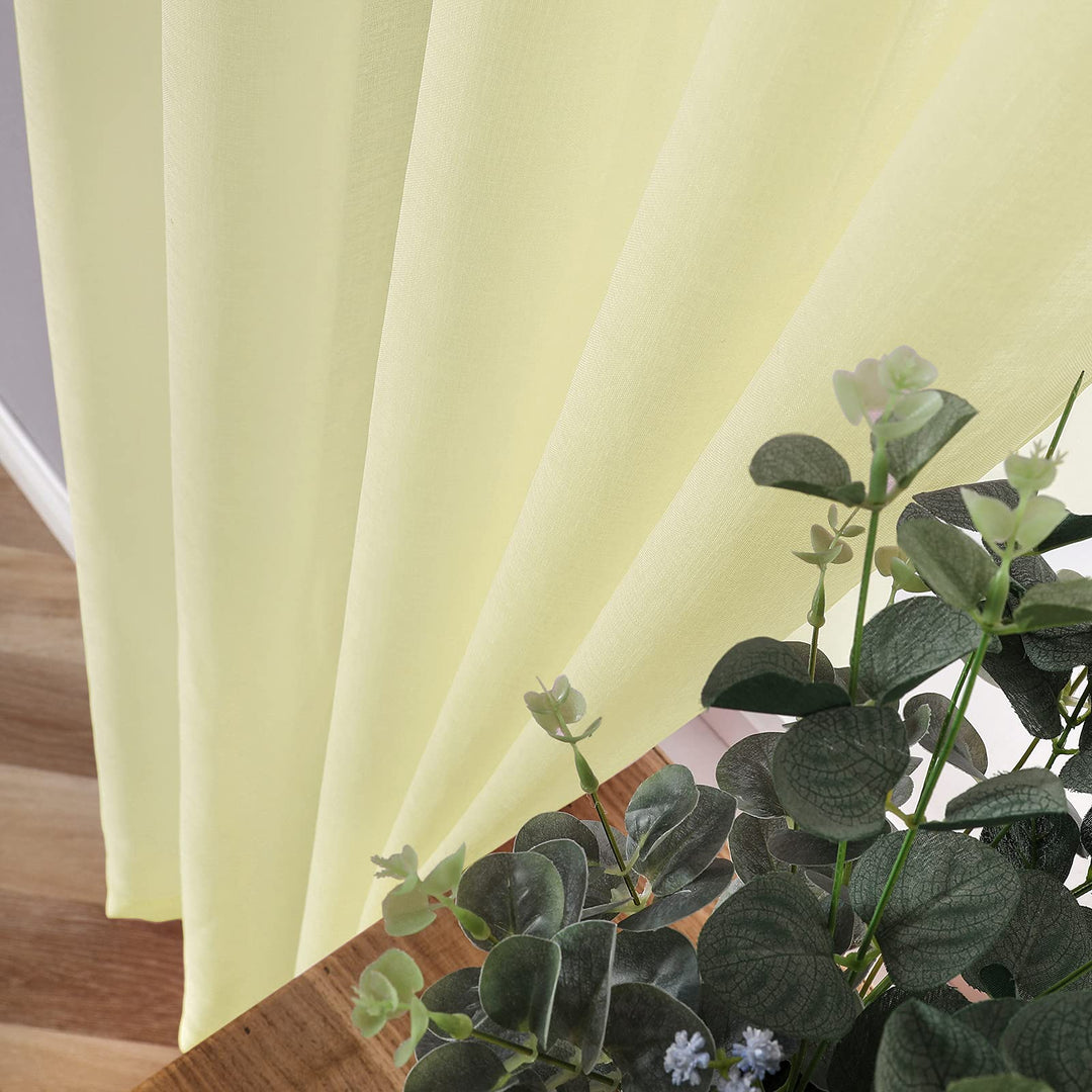 Tollpiz Short Sheer Tier Curtains Linen Textured Half K