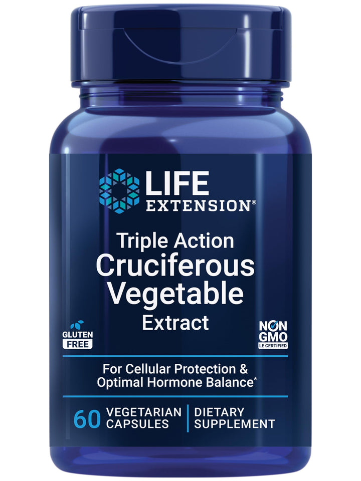 Triple Action Cruciferous Vegetable Extract, 60 Vegetarian Capsules—Helps Maintain DNA Health &amp; Already-Healthy Hormone Levels - Non-GMO, Gluten-Free, Vegetarian