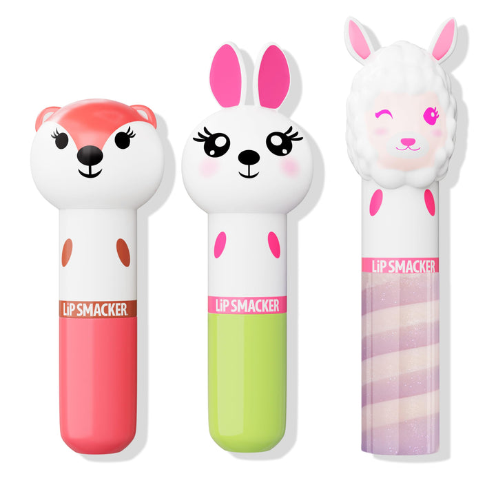 Lippy Pals, Unicorn, Panda, Kitten, Lip balm for Kids - Foxy Apple, Hoppy Carrot Cake, Strawberry Llama