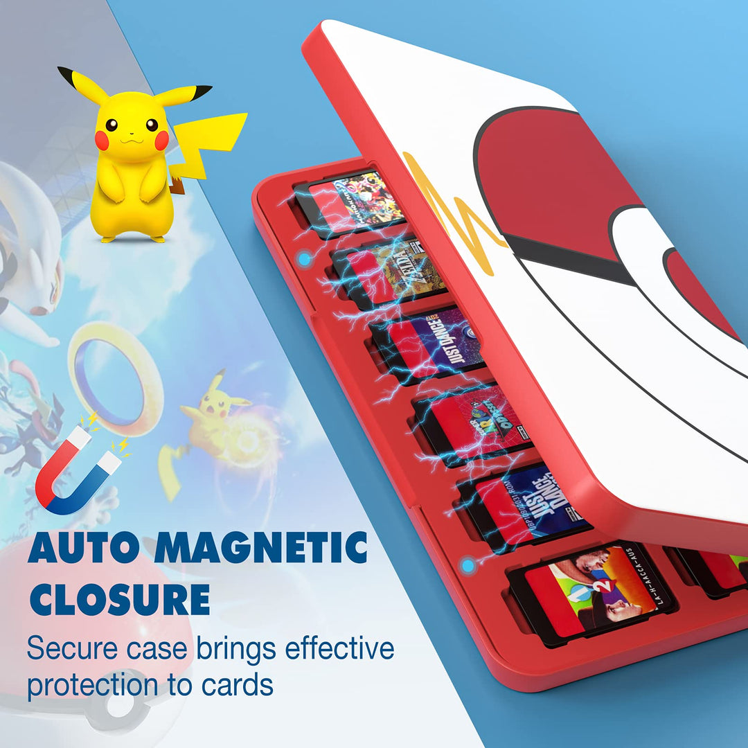 24 Game Card Case Compatible with Nintendo Switch OLED 2021/Switch/Switch Lite, Switch Games Holder case for Switch Game Card &amp; SD Card, Slim &amp; Portable Game Card Storage Box, Pokeball