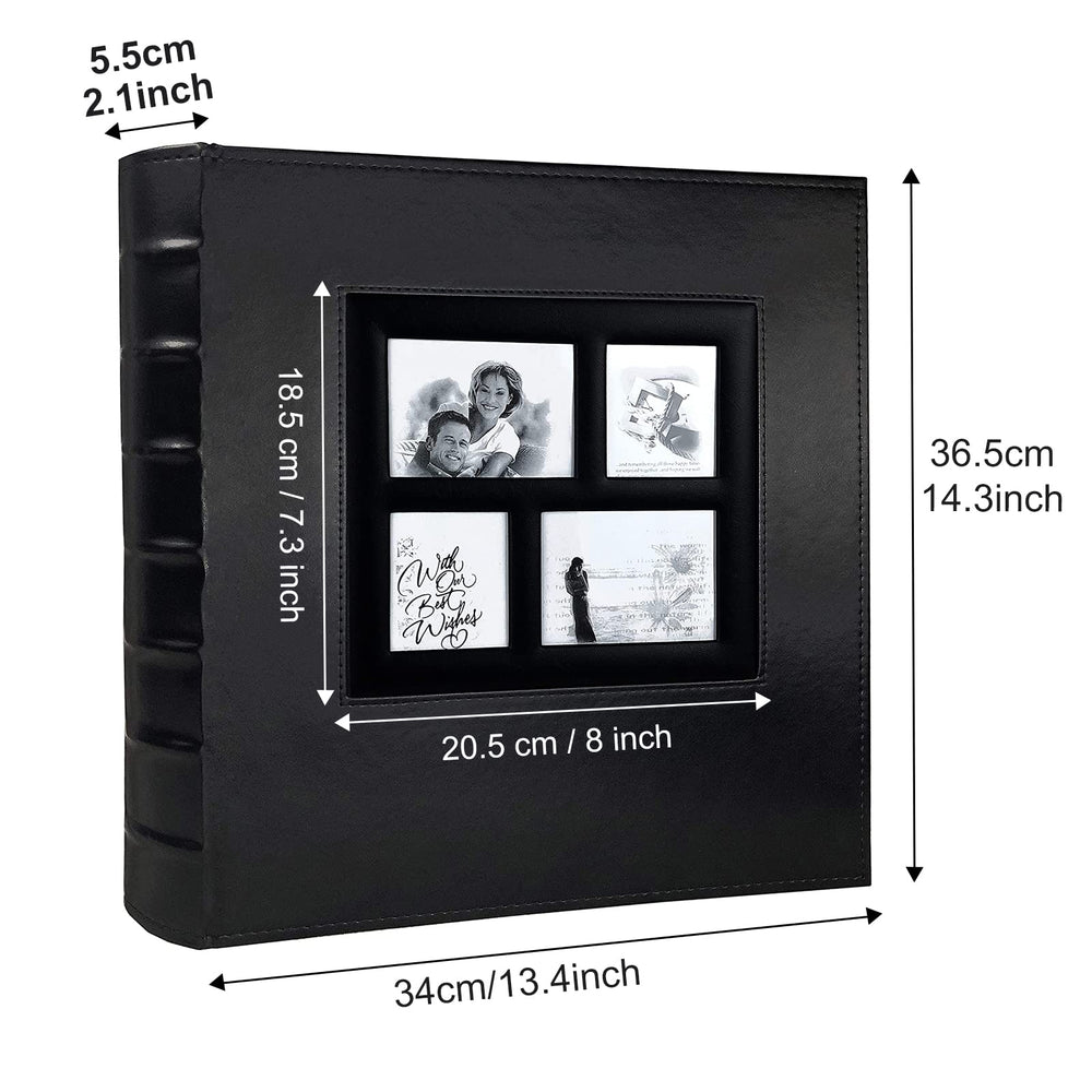 Photo Album 4x6 600 Photos Black Pages Large Capacity Leather Cover Wedding Family Photo Albums Holds 600 Horizontal and Vertical Photos (Black)