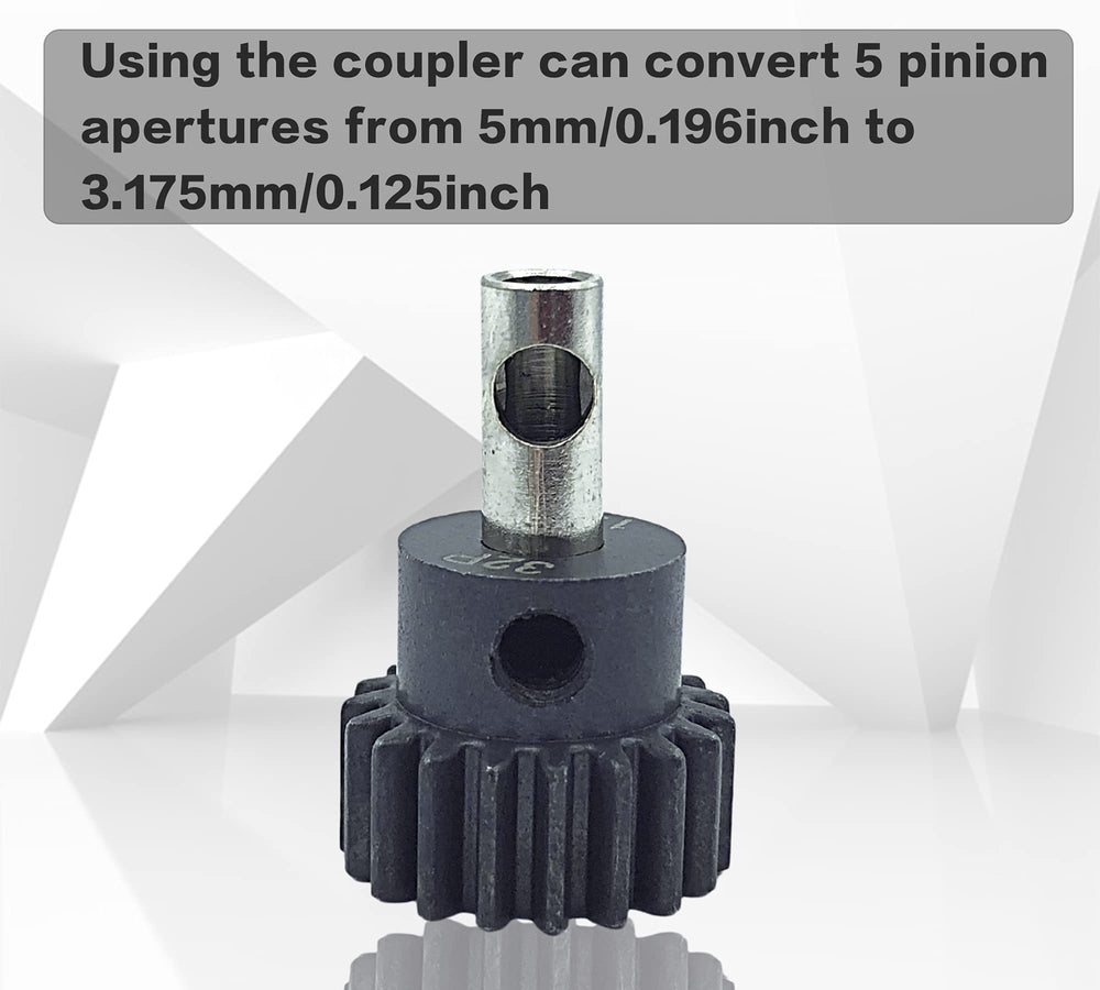 32P 5mm Hardened Metal Pinion Motor Gear Set 13T 15T 17T 19T 21T with 3.175mm Coupler for RC Buggy Car Monster Truck