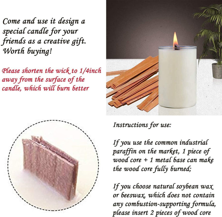 PXBBZDQ 200 PCS Wood Wicks for Candles Making 0.5 X 5.9 Crackling Wooden Candle Wick for Soy Candle Making,Long Woodwick 100 Sets