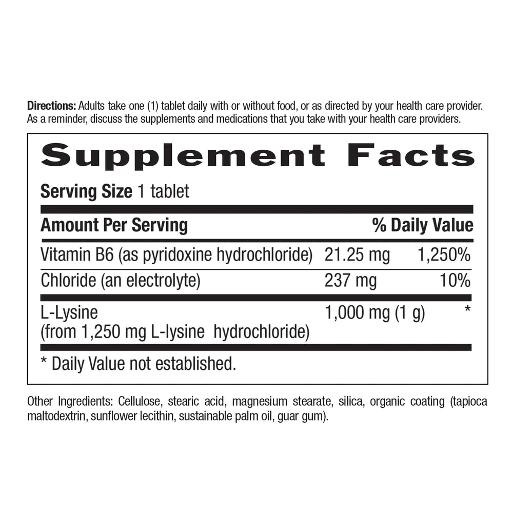 Country Life L-Lysine 1000mg with B-6, Supports Immune 