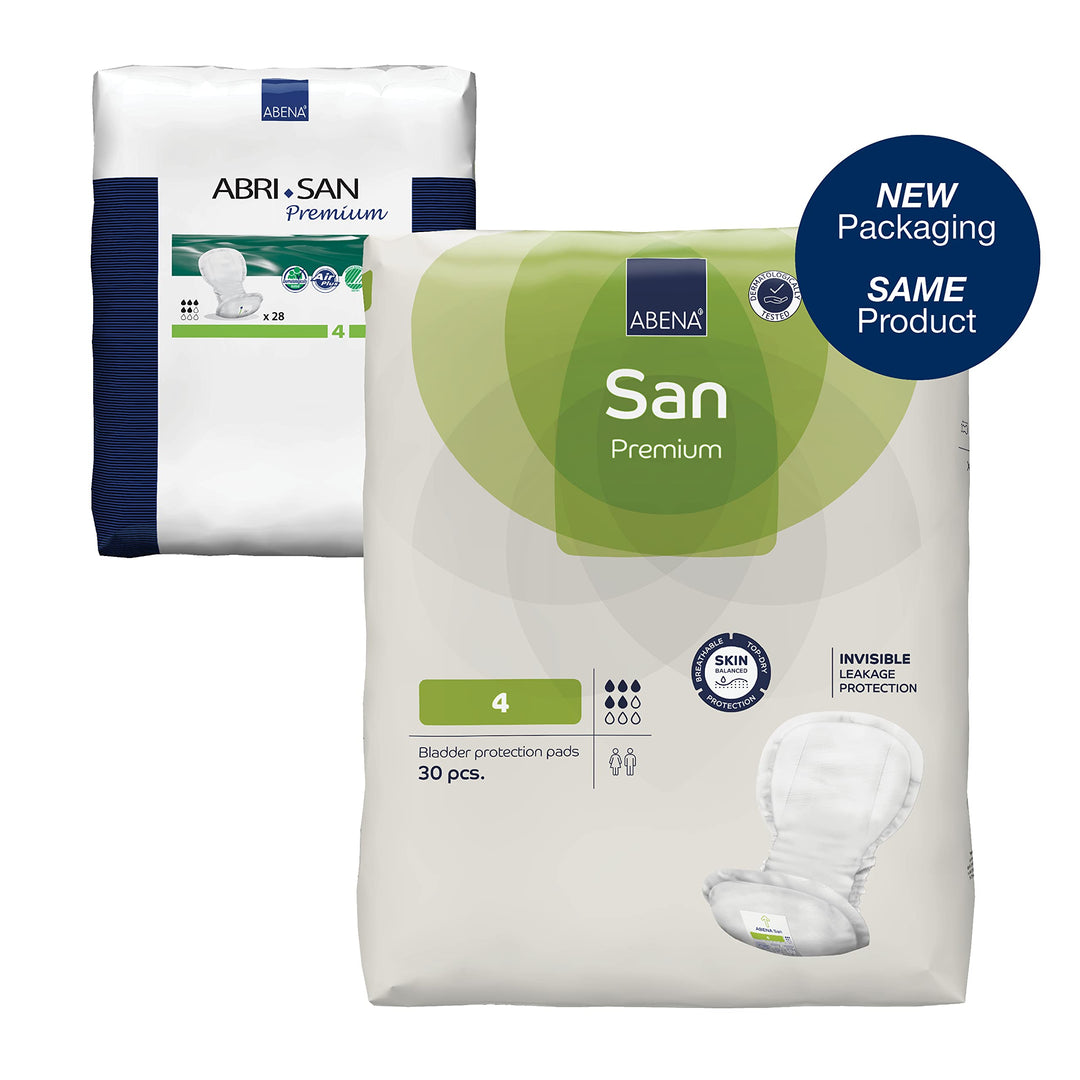 Abena Abri-San Premium Incontinence Pads, Moderate Absorbency, (Sizes 4 To 7) Size 4, 28 Count (Pack of 1)