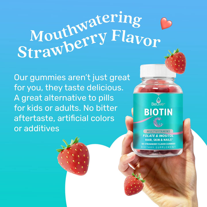 BeLive Biotin Gummies with MultiVitamins, Folate, Inosi
