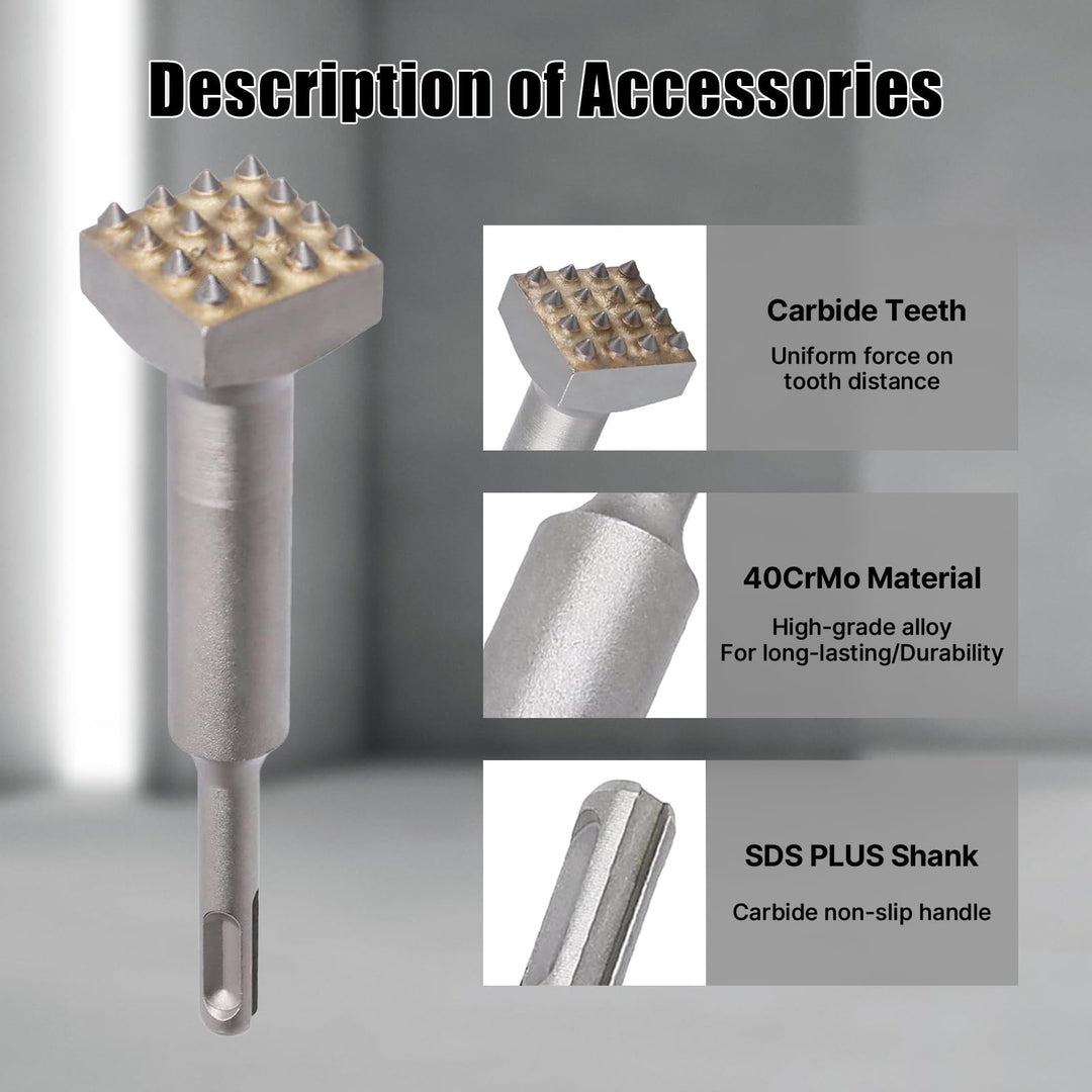 SDS Plus Bushing Tool 16 Tips, 6&#39;&#39; X 1-1/4&#39;&#39; Square Head Concrete Roughness Coating Remove Bushing Bit for Rotary Hammer, Chisel Drill Bit for Masonry, Brick Wall