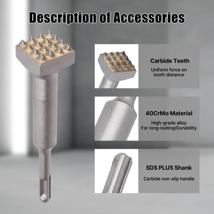 SDS Plus Bushing Tool 16 Tips, 6&#39;&#39; X 1-1/4&#39;&#39; Square Head Concrete Roughness Coating Remove Bushing Bit for Rotary Hammer, Chisel Drill Bit for Masonry, Brick Wall