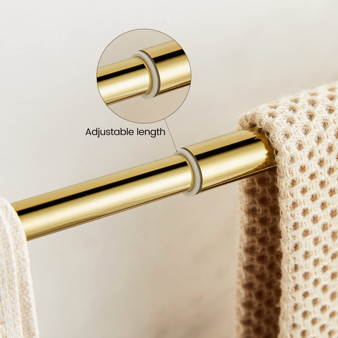 Polished Gold Towel Bar,Crystal Towel Holder Adjustable Towel Rack Expandable Rail Bathroom Accessories Wall Mounted