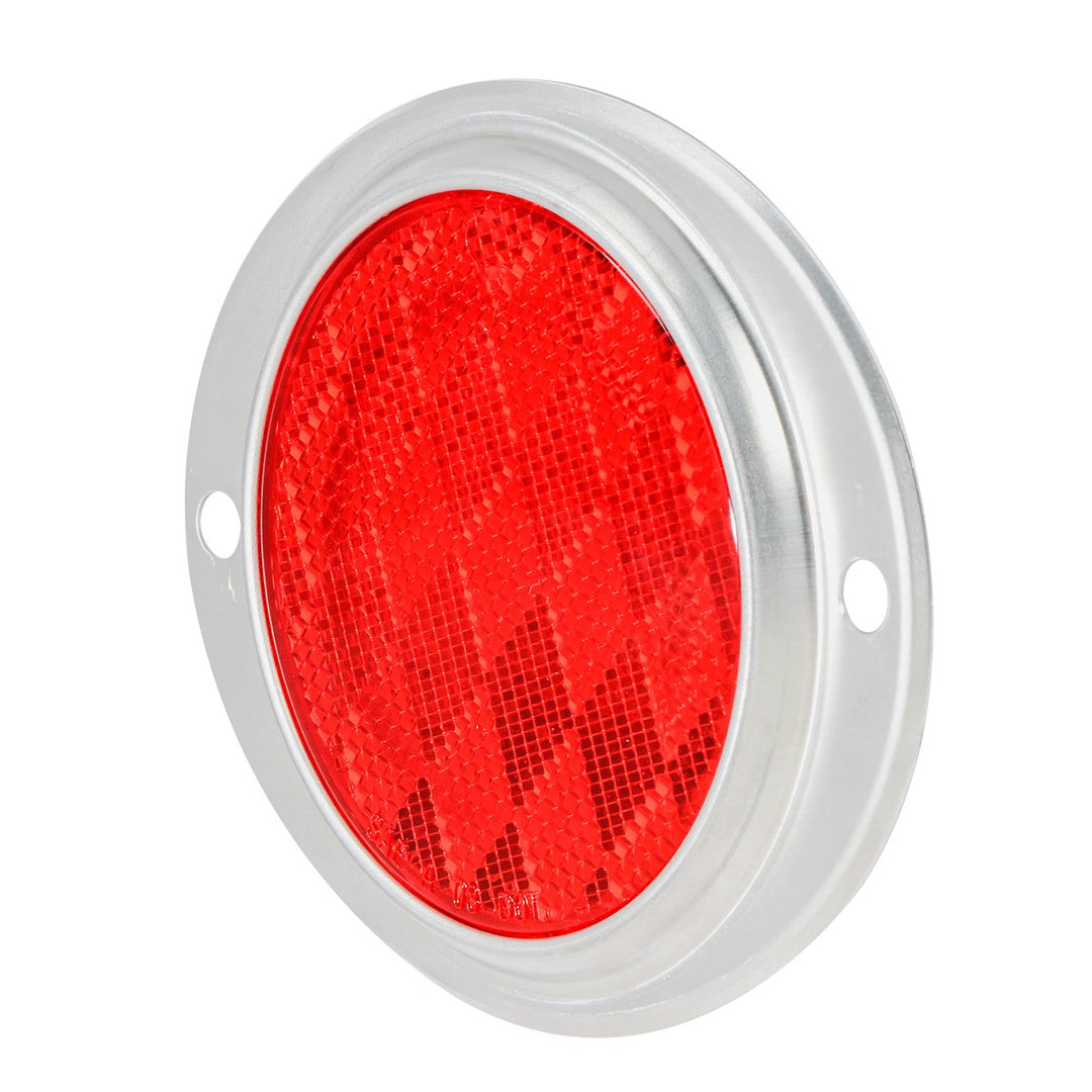 80816 Red 3â€ Round Reflector with Aluminum Base for Trucks, Towing, Trailers, RVs and Buses, 1 Pack