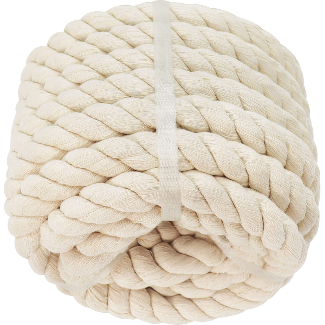 SINYLOO Brown Cotton Rope 1 inch Thick Craft Rope 50 fe