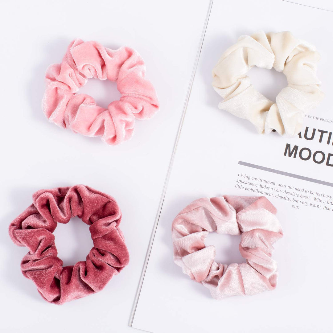 Blush Theme Hair Scrunchies Velvet Elastics Pink Lovers Scrunchy Bobbles Soft Hair Bands Hair Ties Hair Accessories For Women Or Girls (12 Blush)