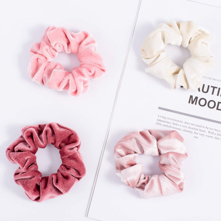 Blush Theme Hair Scrunchies Velvet Elastics Pink Lovers Scrunchy Bobbles Soft Hair Bands Hair Ties Hair Accessories For Women Or Girls (12 Blush)