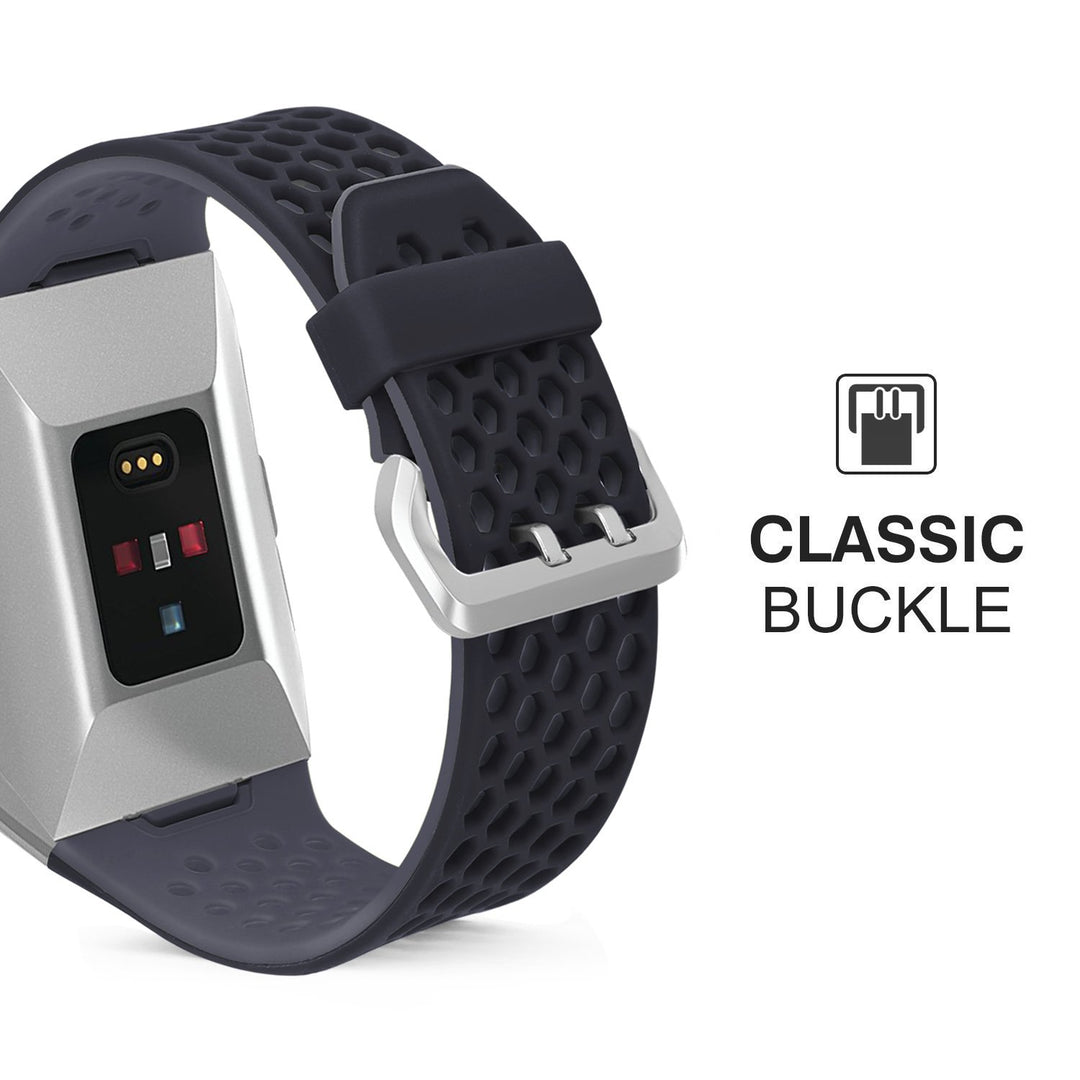 Compatible with Fitbit Ionic Bands Men Women, Soft Sport Silicone Breathable Replacement Wristband Compatible with Fitbit Ionic Smart Watch with Buckle [Black-Gray]