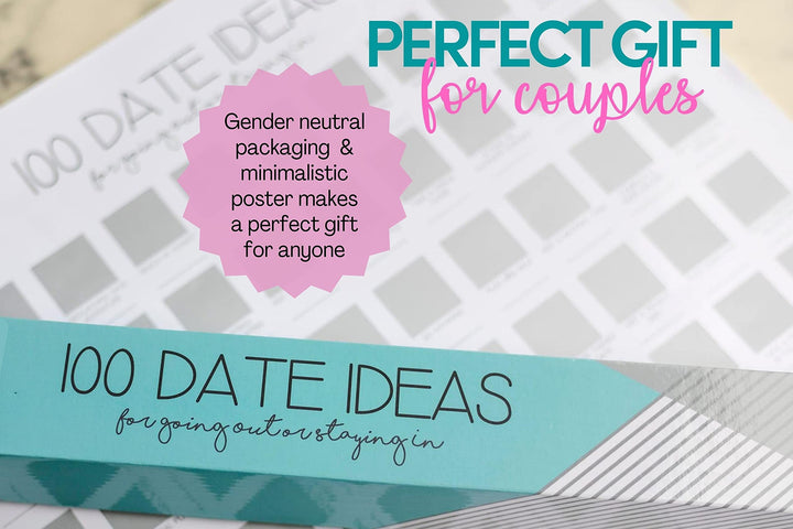 100 Dates Scratch Off Poster for Couples, Couples Bucket List, Date Night Ideas, Gifts, Book Wedding Poster, Engagement w/ Fine Tip Marker (16.14” x 23.25”) - High Gloss White