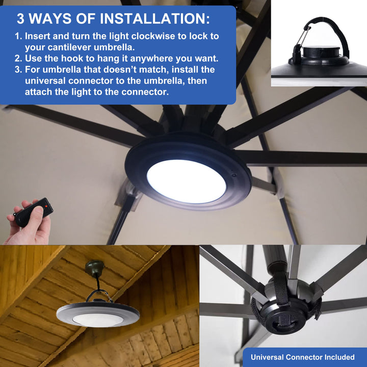 Happetite Umbrella Lights with Remote, Rechargeable Pat