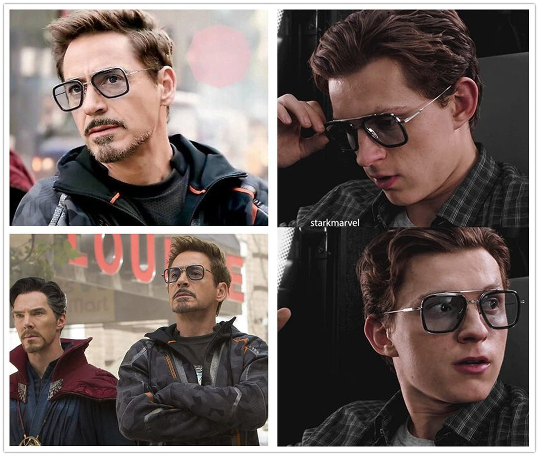 NIDOVIX Tony Stark Style Blue Light Blocking Glasses for Men Women, Iron Man and Spider-Man Computer Gaming Glasses (Black/Silver)