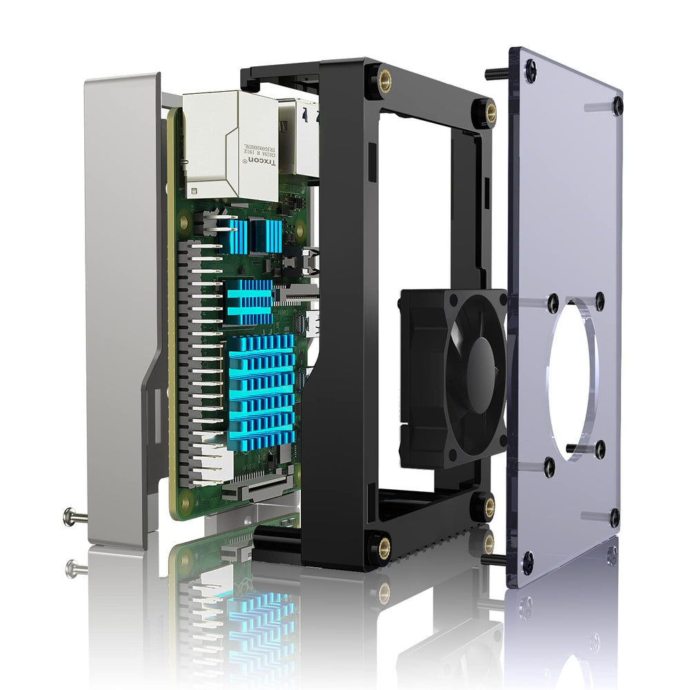 Case for Raspberry Pi 4, Raspberry Pi 4b Case with Fan 35mm, with 5V 3A Power Supply, 4 pcs Heatsinks for Raspberry Pi 4 Model B 8gb / 4gb / 2gb