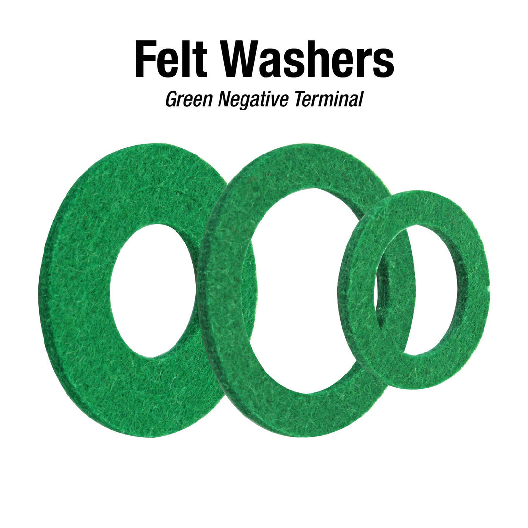 Battery Terminal Protector Anti-Corrosion Felt Fiber Washers, 10 Green and 10 Red, 10 Sets, Prevent Battery Corrosion, Green Felt, Red Felt, Battery Terminal Felt Pads