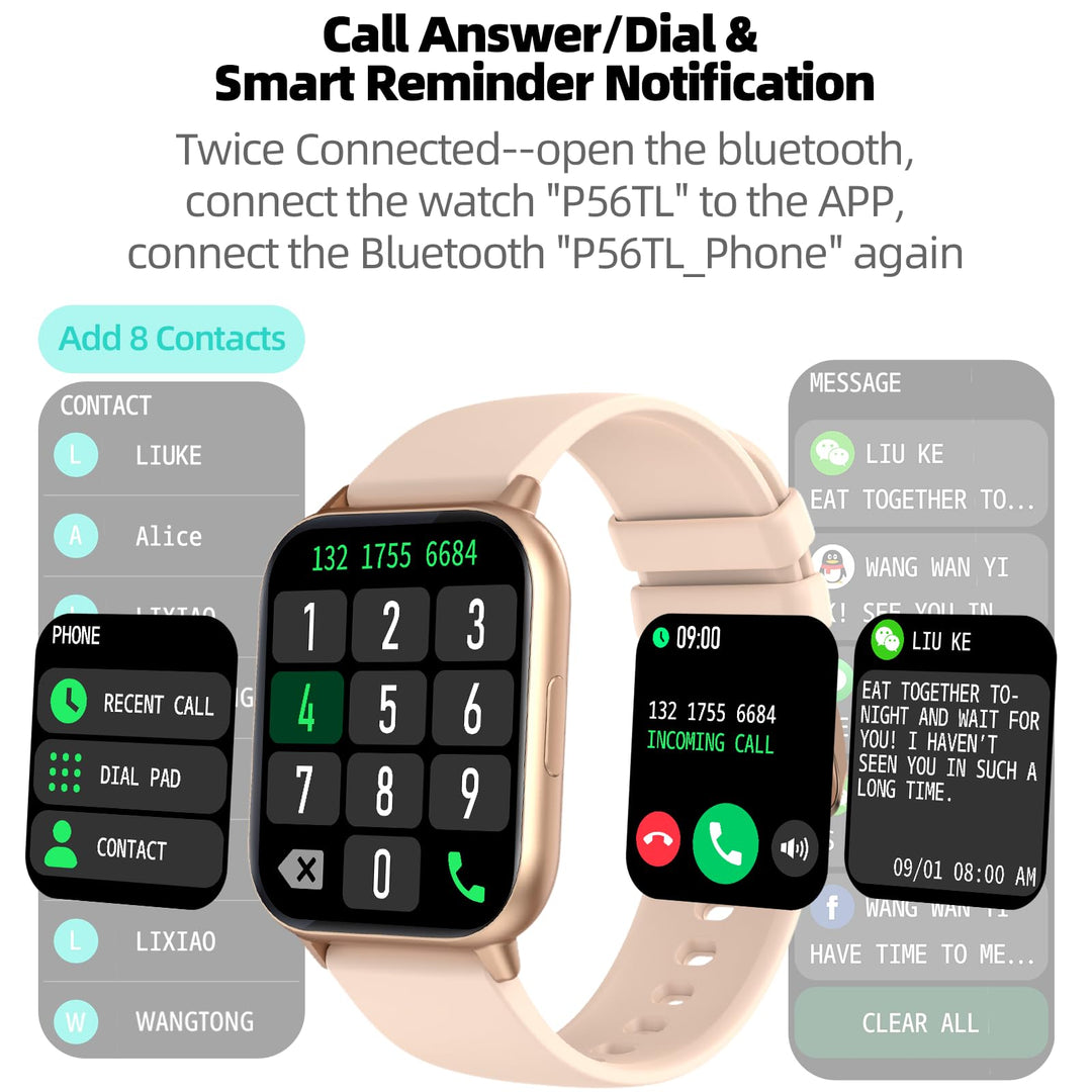 1.7'' Phone Smart Watch Answer/Make Calls, Fitness Watch with AI Control Call/Text, Android Smart Watch for iphone Compatible, Full Touch Smartwatch for Women Men, Heart Rate/Sleep Monitor Watch