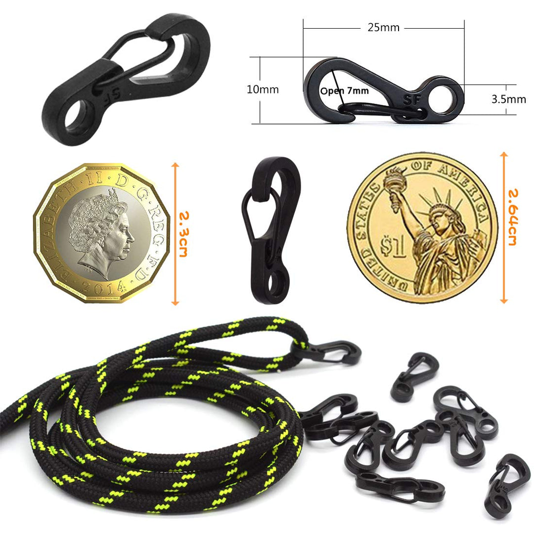 30PCS Mini SF Carabiner Clips Small Spring Snap Hook Tiny Carabiners Buckle Backpack Clasps EDC Keychain for Camping Bottle Using Accessories Paracod Tactical Survival Gear (3 Colors)