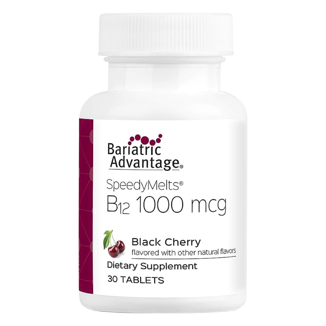 Bariatric Advantage B-12 Speedy Melts, Vitamin B12 1000 mcg Supplement, Fast Melting with 200 mcg of Folic Acid for Nutritional Support - Black Cherry, 30 Count