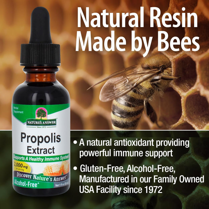 Nature&#39;s Answer Propolis Resin Extract 1 Fluid Ounce - Alcohol Free, Immune Support, Gluten Free, Made in USA, Natural Bee Product, Suitable for Everyone, Pure Herbal Extract