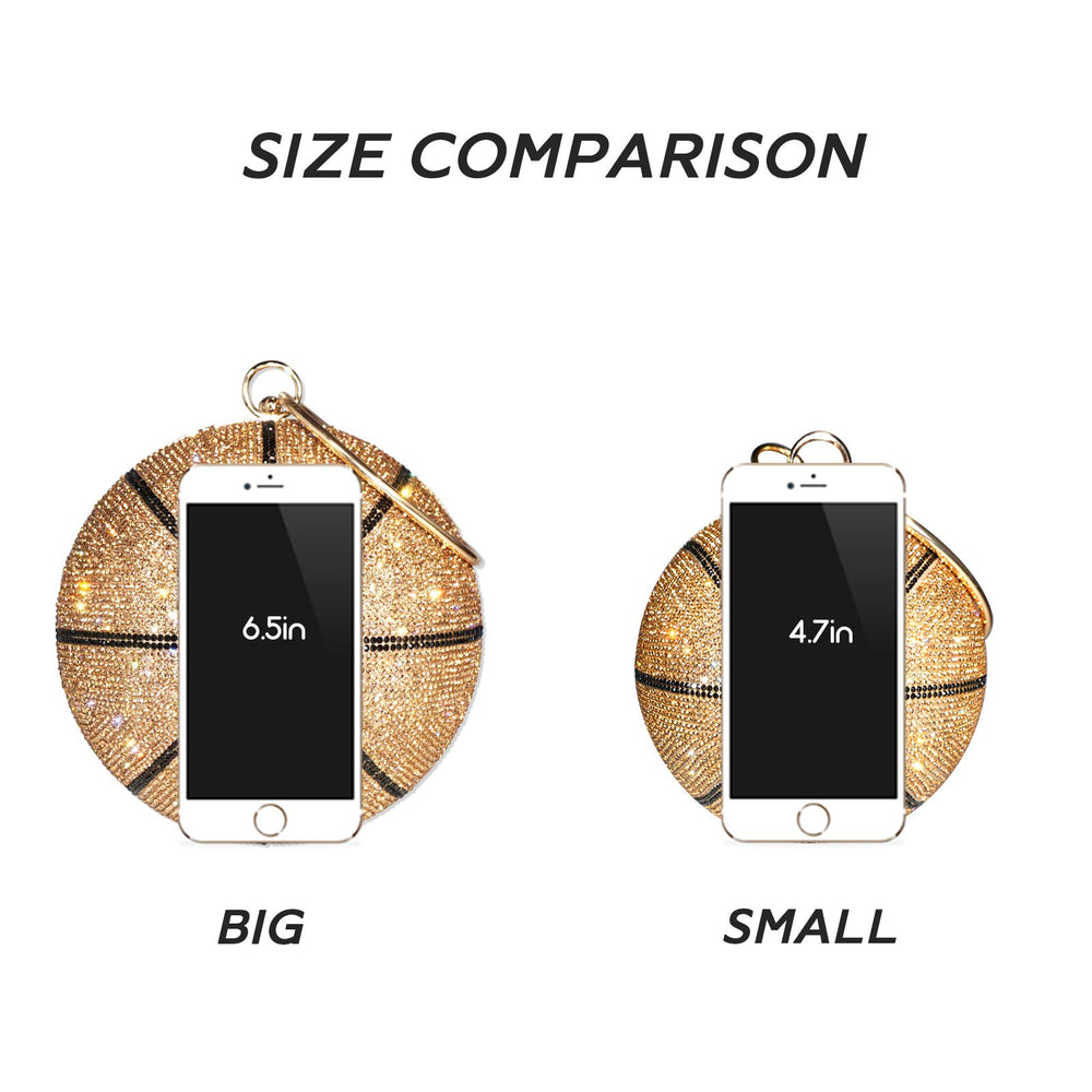 Rhinestone Basketball Round Bag Purse And Handbags for Women Gold Clutch Evening Hand Bags Party Wedding Ball Cool Purses Diamond Clutch Purses