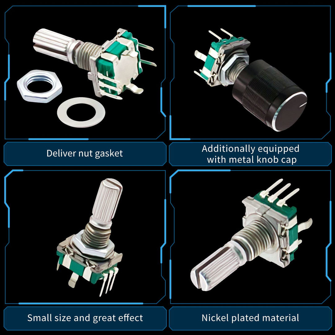 10 Set 360 Degree EC11 Rotary Encoder - Digital Potentiometer with 20mm Code Push Button Switch and Knob Cap for Arduino