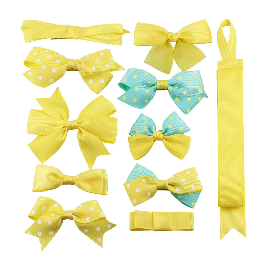 Boutique Baby Girls Toddler Hair Bow Clips Barrettes with Hair Bows Holder, Yellow, 1 Count (Pack of 1)