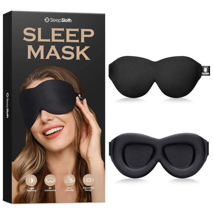 Sleep Eye Mask, 3D Contoured 100% Blackout Eye Mask, Sleep Mask with Adjustable Strap, Night Blindfold for Women Men, Eye Mask for Sleeping, Black
